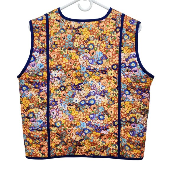 Floral Quilted Womens Vest With Button Closure & Pockets Size S - Picture 2 of 10